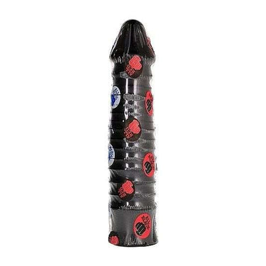 Dildo All Black Grande e Costolato in PVC, 26 x5 cm, Sicuro e Facile da Pulire